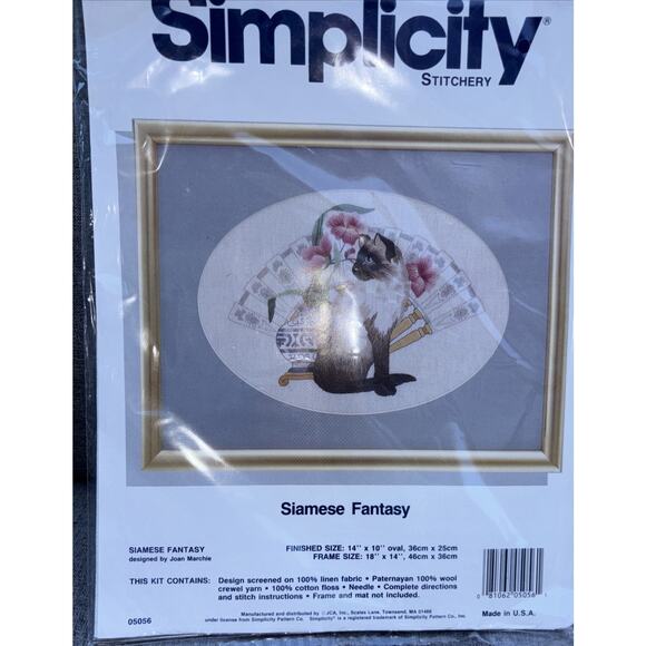 Simplicity Counted Cross Stitch Kit Siamese Fantasy #05056 by Joan Marchie Cat - Picture 1 of 6